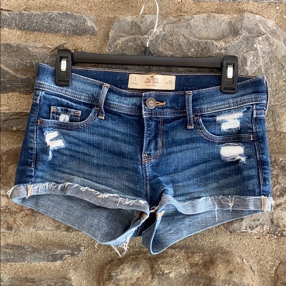 Hollister Pants - Hollister Dark Wash Distressed Short Shorts (1/25)